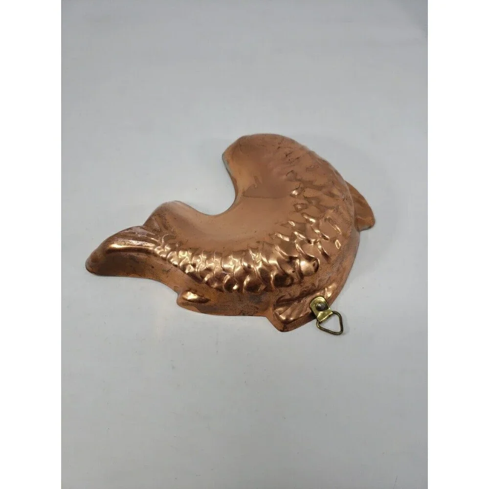 Vintage Metal Fish Mold Hanging Wall Decor Made In Korea Small Copper Color